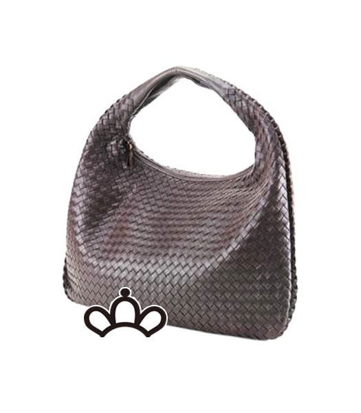 Bottega Veneta Nappa Agnello tessuto Hobo Bag caffè scuro